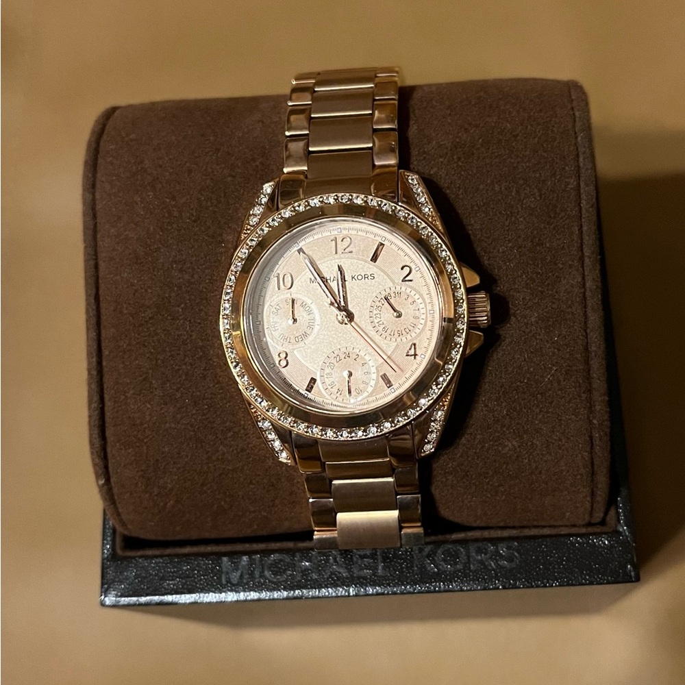 Michael Kors Women's Chronograph Mini Blair Watch Rose Gold-Tone 33mm